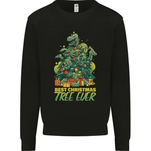 Best Christmas Tree Ever T-Rex Xmas Dinosaur Kids Sweatshirt Jumper - Picture 1 of 6