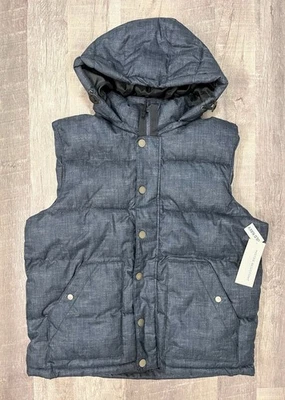 Old Navy Men’s Puffer Vest Hooded Size XL Water Resistant Blue - Image 1 of 4
