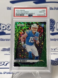 2024 Ladd McConkey Rookie Neon Green No Huddle Prizm 7/10 PSA GEM MINT 10🔥POP 1 - Picture 1 of 4