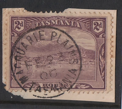 1906 TAS 2d PICTORIAL - GREAT Pmk '' MACQUARIE PLAINS ''  VIOLET - LOW START - Image 1 of 2