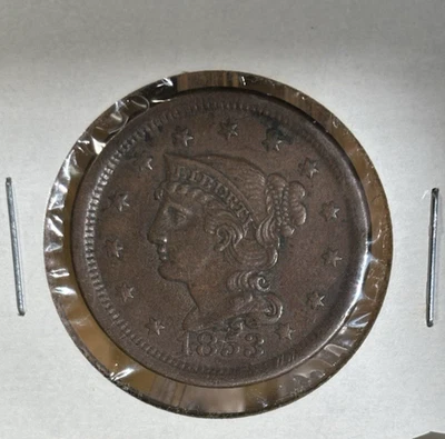 1853 Braided Hair Large Cent - Nice Circulated Condition - Full Details - Image 1 of 2