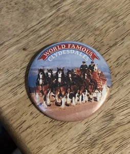 Vintage - Budweiser - World Famous Clydesdales - Pin-Back/Button/Pin - Picture 1 of 5