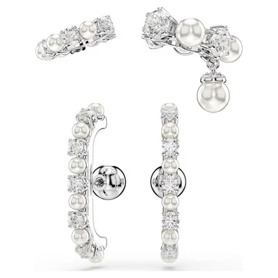 Juego de brazaletes Swarovski Matrix (3), perla de cristal, blanco, chapado en rodio 5691715 Foto 1 de 4