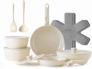 Set Di Pentole Da 16 Pezzi, Antiaderente in Ceramica, Con Manici Rimovibili, Pad - Foto 1 di 12
