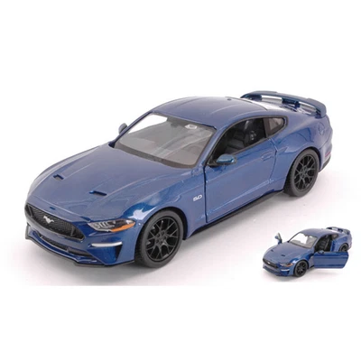 FORD MUSTANG GT 2018 BLUE 1:24 Motormax Auto Stradali Modellino Nuovo - Immagine 1 di 3