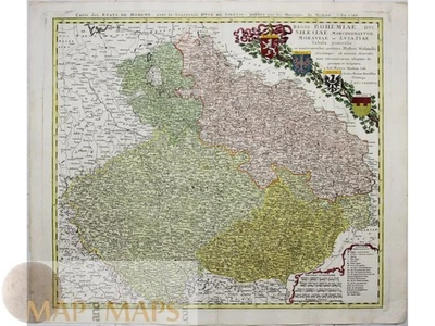 Mapa antiguo de Bohemia, Moravia, Silesia y Lusacia - Herederos Homann 1748 Foto 1 de 4