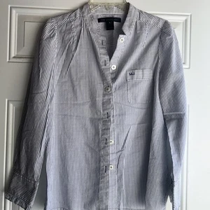 Blusa Camisa Marc Jacobs Azul Blanco Rayas Abotonada Perfecta Para Trabajo MJ Talla 8 Nueva - Imagen 1 de 10