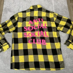 Anti Social Social Club Shirt Mens Large Plaid Flannel Button Up Streetwear - Picture 1 of 6
