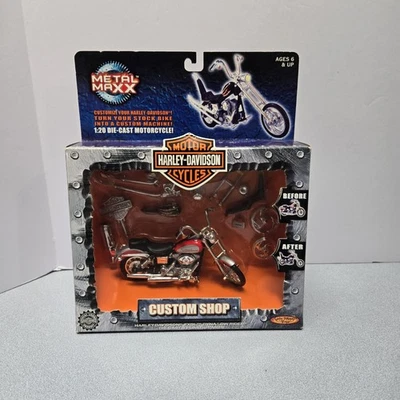 Harley Davidson Red FXDL Dyna Low Rider 1/20 Metal Max Diecast Bike Custom Shop  - Image 1 of 4
