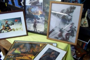 Vintafe Lot of 5 Lora Croft Posters  Tomb Raide Framed - Picture 1 of 7