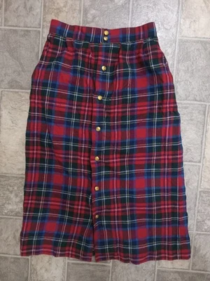 J. G. Hook Plaid Wool Skirt, Size 6 With Pockets Foto 1 de 4