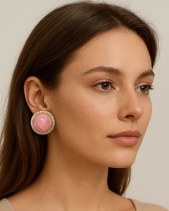 Pendientes de Clip de Flor Rosa Rosa Tallada Grande De Colección Tono Dorado Pinup Rockabilly - Imagen 1 de 8