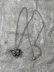 Collar colgante de cristal mariposa azul plata de ley 18 pulgadas - Imagen 1 de 10