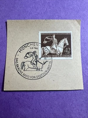 Germany 1943 - Used Scott B243 on Piece. 10th Brown Ribbon at Munich. Hunter. - Image 1 of 2