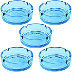 5x Glas Aschenbecher Aschen-Becher Ascher klassisches rundes Design Ø10,5cm blau - Bild 1 von 3