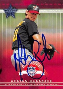 Adrian Burnside autographed baseball card Pirates 2002 Leaf Rookies & Stars #381