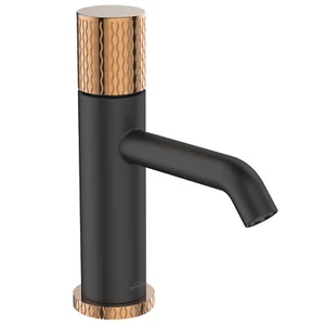 Grifo Latón Negro/Oro Rosa Lavabo Baño Mezclador Mango Grabado - Imagen 1 de 6