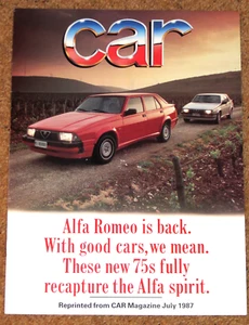 1987 Alfa Romeo ALFA 75 Sales Brochure -3.0 V6 and 2.0 Twin Spark Mint Condition - Picture 1 of 7