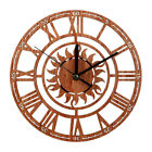  Okrągły zegar ścienny Nowoczesny drewniany zegar wiszący Powieść Zegar w kształcie słońca z rzymskim