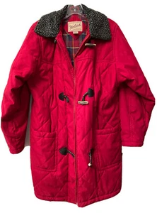 Woolrich womens S red coat vintage Parka faux horn buttons. - Picture 1 of 12