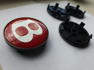 B6 Wheel Center Hub Caps Cover Bentley 68mm Red Cap Rim Badge Trim X4 - Picture 1 of 4