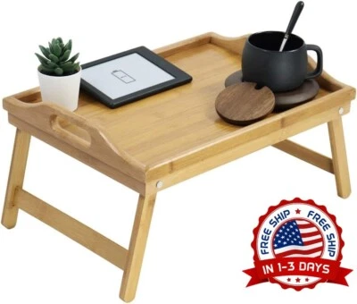 Mesa Bandeja Bambú Para Comer De Desayuno En La Cama Mesita Con Patas Plegables Foto 1 de 4