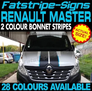 to fit RENAULT MASTER BONNET STRIPES GRAPHICS STICKERS DECALS DAY VAN CAMPER - Picture 1 of 2