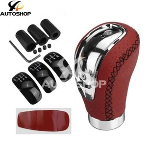 PU Leather Red Car Gear Shift Knob Manual 5/6 Speed Shifter Lever Transmission - Bild 1 von 9