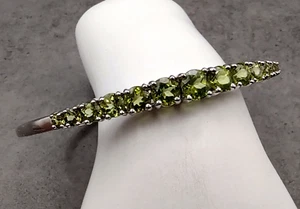 Estate KN Sterling Silver 4.86cttw Natural Peridot Hinged Bangle Bracelet 8.25" - Picture 1 of 16