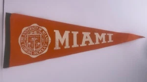 Vintage University of Miami Pennant Felt Full Size Large Flag - Picture 1 of 2