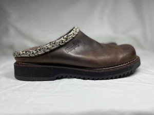 Simple Santa Barbara Chunky Leather Clogs Women's 9.5 Braided Trim Vintage 90s - Picture 1 of 18