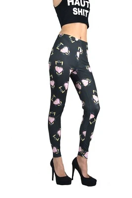 IRON FIST ANIMAL PUNK ROCK GOTHIC TEETH THE BITES BLACK LEGGINGS  - Imagem 1 de 3