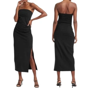NUEVO A NEW DAY Vestido Tubo Tejido Negro Sin Tirantes Talla Mediana Dobladillo Elastizado Midi - Imagen 1 de 7