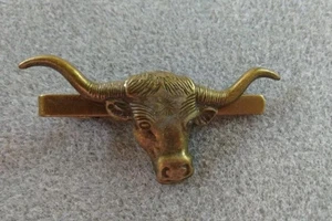 Vintage Style Antique Bronze Retro Bull Ox Tie Clip Bar Rare - Picture 1 of 5