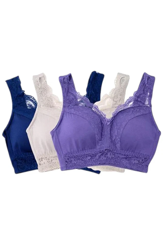 Paquete de 3 sujetadores clásicos pin-up gris/azul Rhonda Shear para mujer Foto 1 de 1