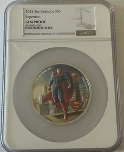 2023 Barbados 3 oz Silver Superman NGC GEM PROOF Mintage of only 150 - Picture 1 of 7
