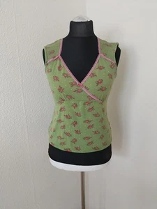 Blutgeschwister Damen Top T-Shirt grün rosa Größe L Blumenmuster - Imagen 1 de 8