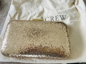 J. Crew Womans Gold Glitter Clutch Bag 7” X4” - Picture 1 of 7