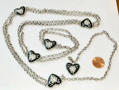 Brighton Water Lily Joyería Doble Cadena Eslabón Cinturón 30" Ajustable 41" Extremo a Extremo Foto 1 de 4