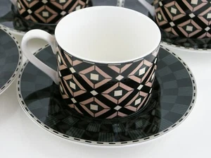 Vintage 4er Set Victoria Beale Montana Tassen Untertassen Geometrisch #9057 1990’s - Bild 1 von 8