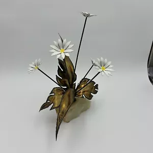 Mario Jason Signed 13" Floral Brass Bronze Metal Leaf on Onyx Base Art Sculpture - Picture 1 of 12