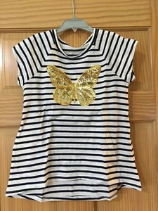 NWT Gymboree Butterfly Tee Shirt Top Girls Outlet White Black 7/8 outlet - Picture 1 of 1