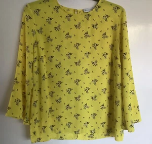 Warehouse New Bright Yellow Floral Blouse Size 12 - Picture 1 of 5