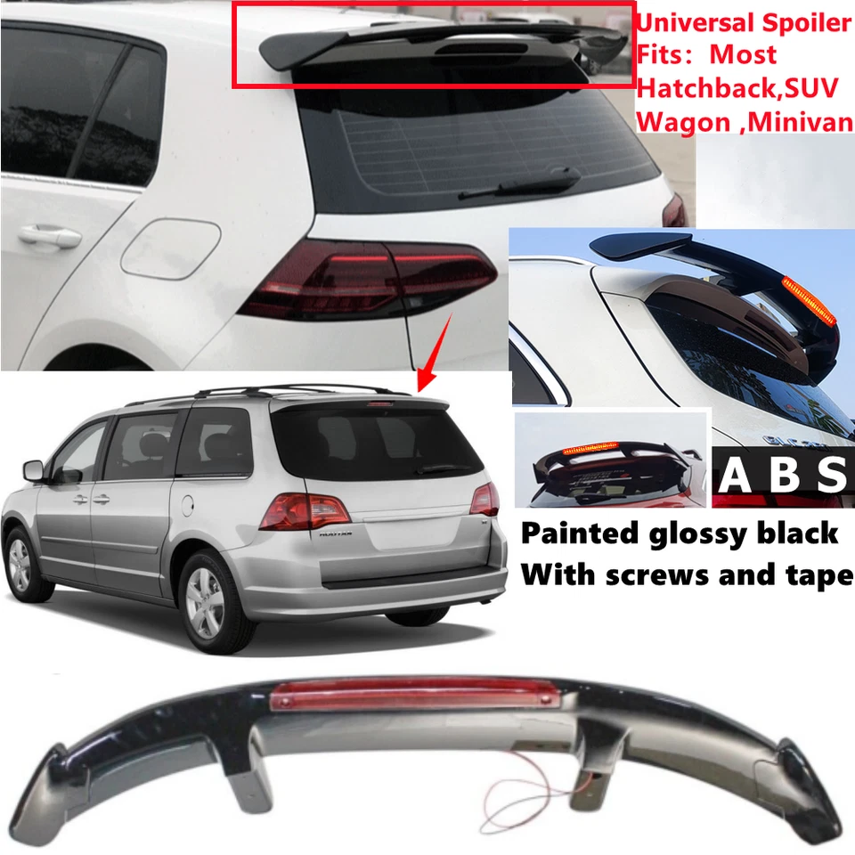 Universal Gloss Black Rear Roof Spoiler Wing w/LED Light Fit For VW Routan 09-14 - Изображение 1 из 4