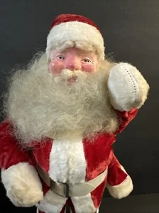 Vintage Weihnachten 1950er Harold Gale Weihnachtsmann rot Samt lustige Puppe 14 15 Zoll - Bild 1 von 22