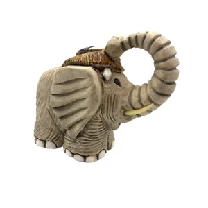 Estatuilla de elefante Artesania Rinconada de arcilla de colección con tocado esmaltado al fuego - Imagen 1 de 5