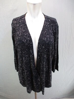 Blazer kimono floral a presión con cuello hundido negro talla L de Talbots para mujer 5BL2 Foto 1 de 4