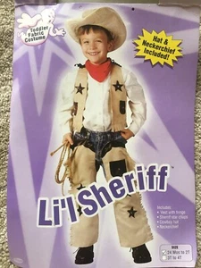 Toddler Lil Sheriff Costume SZ 24 Mo-2T-Complete-New In Bag-Hat-Chaps-Vest-Scarf - Picture 1 of 9