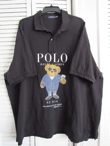 Ralph Lauren Polo Bear w Coffee Front 2-Button Short Sleeve Polo Shirt Size 5XB - Picture 1 of 5