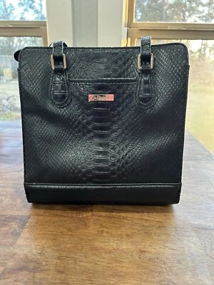 Bolso de Hombro Y2K Años 90 Vintage Liz Claiborne Negro Texturizado Cocodrilo 10" Foto 1 de 4
